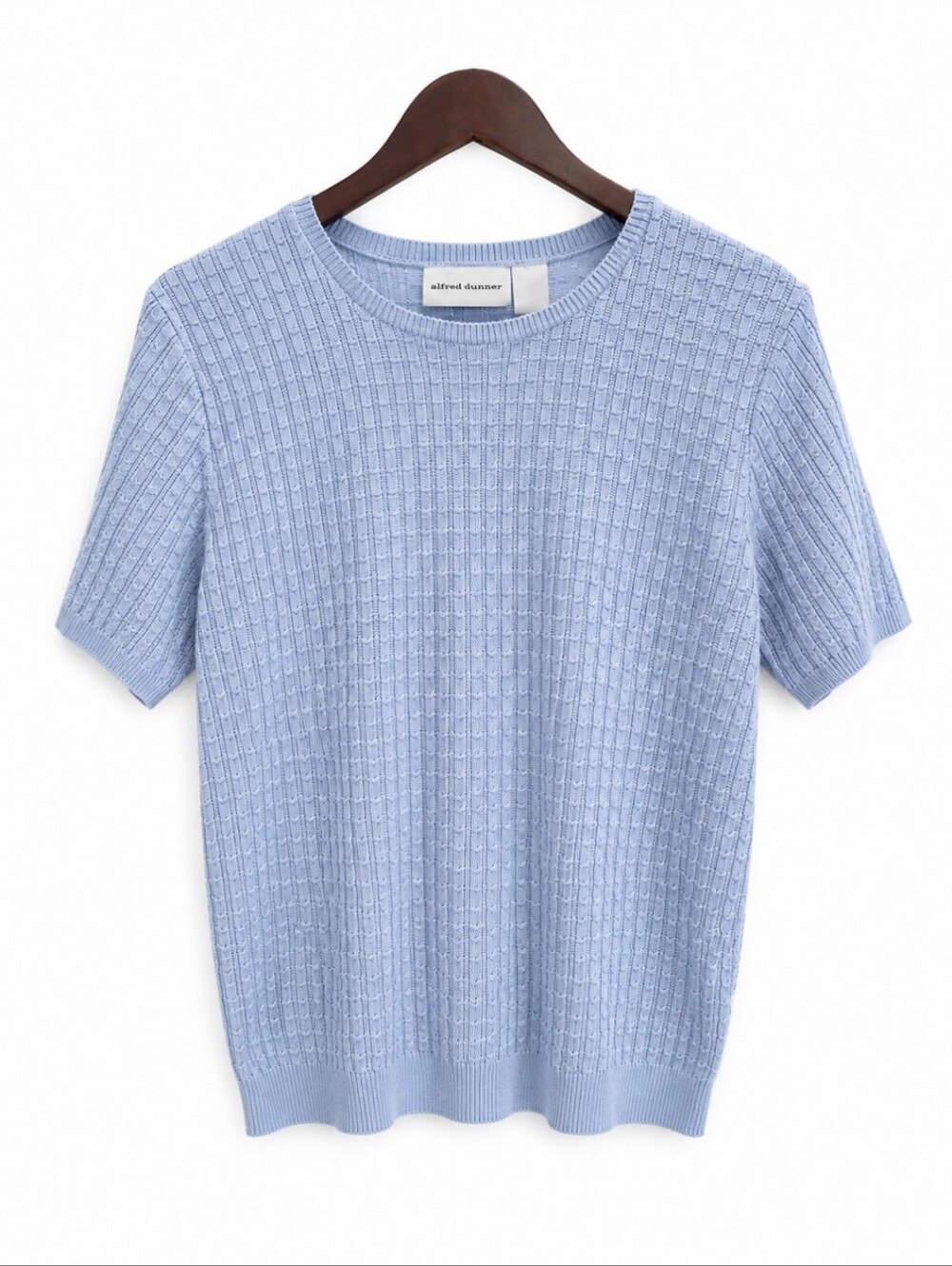Alfred Dunner Light Blue Basketwave Texture Short Sleeve Sweater Sz XL